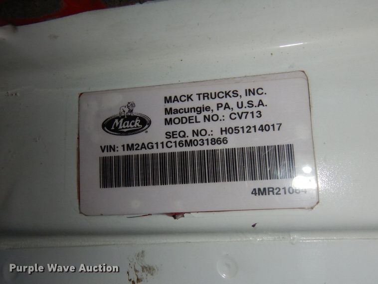 image for item KU9883 2006 Mack CV713 Granite  dump truck