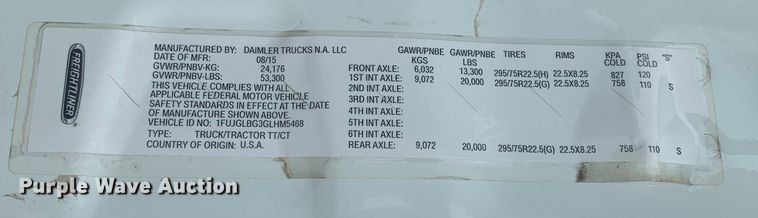 image for item LI9161 2016 Freightliner Cascadia  semi truck
