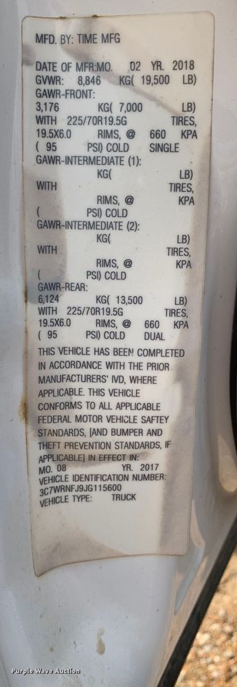 image for item LI9230 2018 Dodge Ram 5500HD  Crew Cab truck cab and chassis