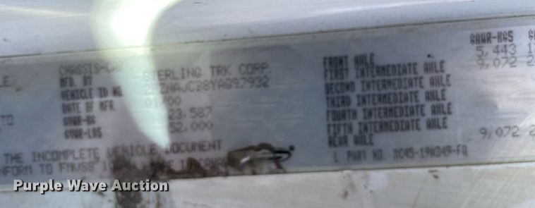 image for item LJ9545 2000 Sterling L7500  flatbed truck