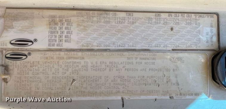 image for item LJ9549 2006 Sterling AT9500  semi truck