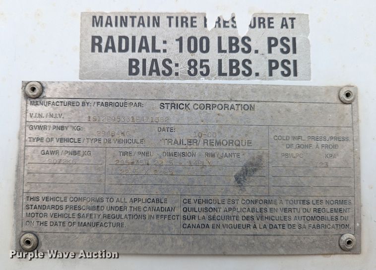 image for item LP9248 2001 Strick  dry van trailer