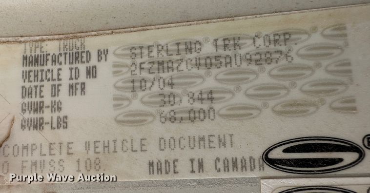 image for item LT9209 2005 Sterling L9500  feed delivery truck