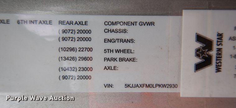 image for item MO9598 2020 Western Star 4700SB  semi truck