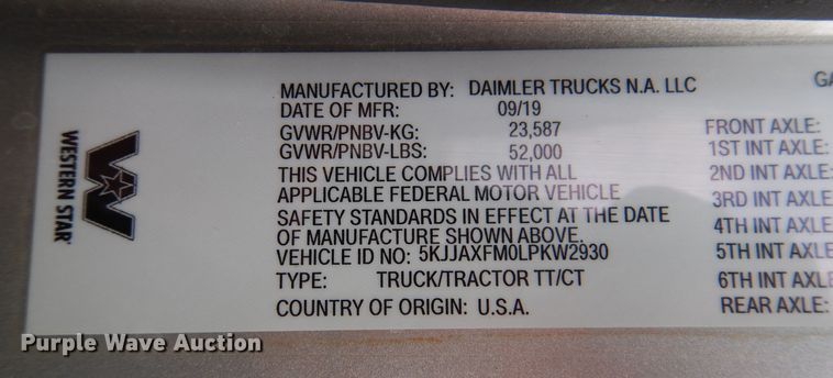 image for item MO9598 2020 Western Star 4700SB  semi truck