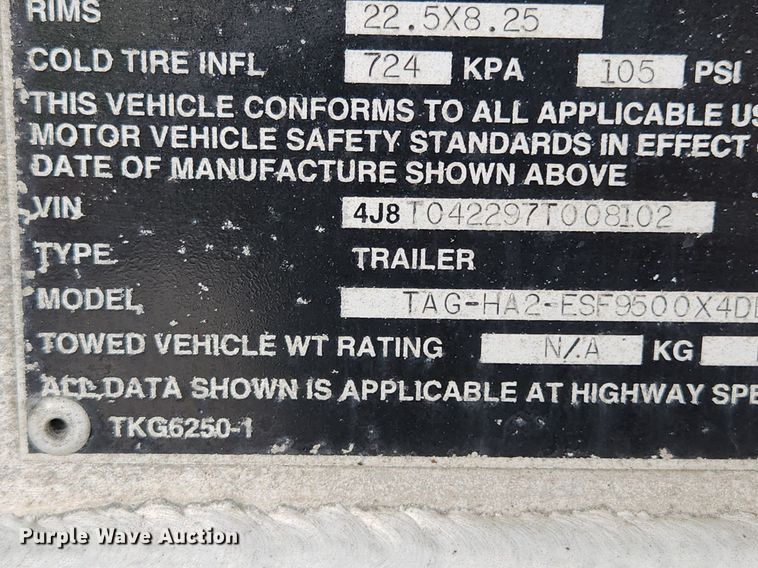 image for item MW9615 2007 LBT TAG-HA2-ESF9500X4DB  tank trailer