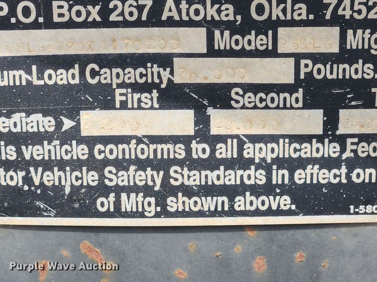 image for item MW9631 1999 Nuttal 235LB  drop deck equipment trailer