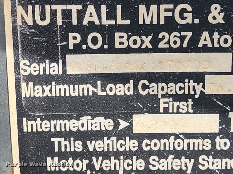 image for item MW9631 1999 Nuttal 235LB  drop deck equipment trailer