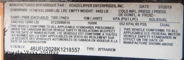 image for item DJ7014 2019 Diamond C  end dump trailer