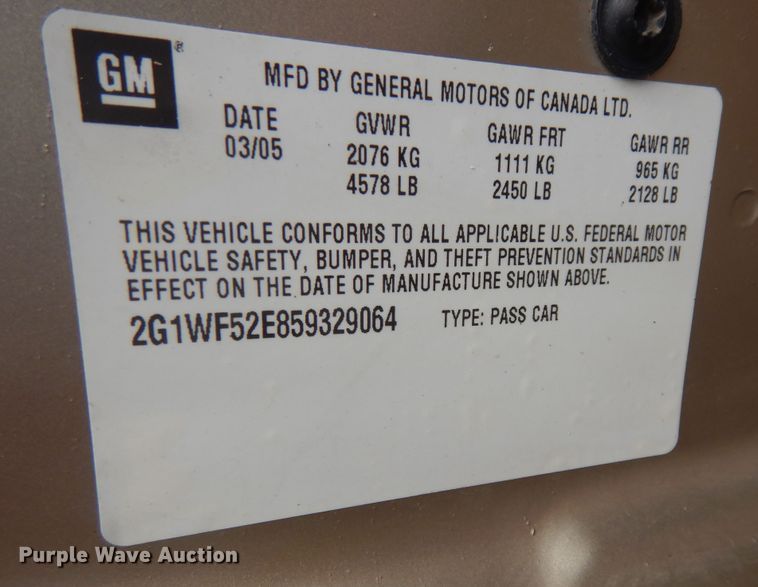 image for item DK7682 2005 Chevrolet Impala