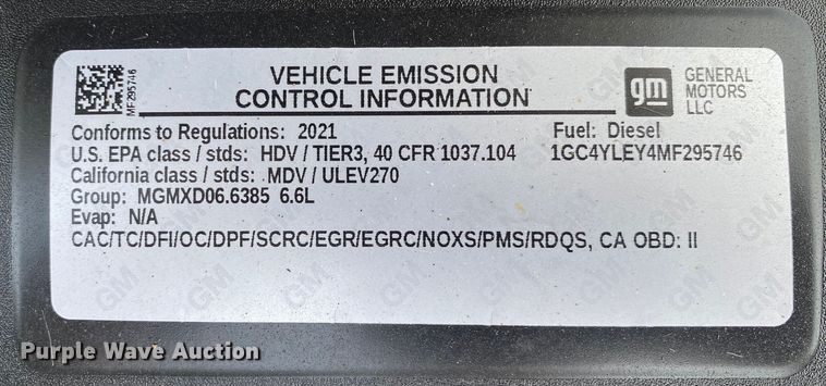 image for item DL7146 2021 Chevrolet Silverado 2500HD  Crew Cab pickup truck