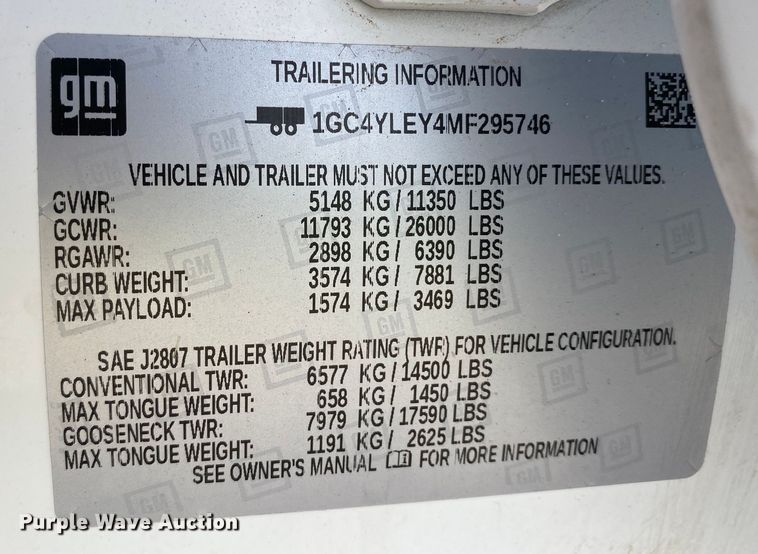 image for item DL7146 2021 Chevrolet Silverado 2500HD  Crew Cab pickup truck