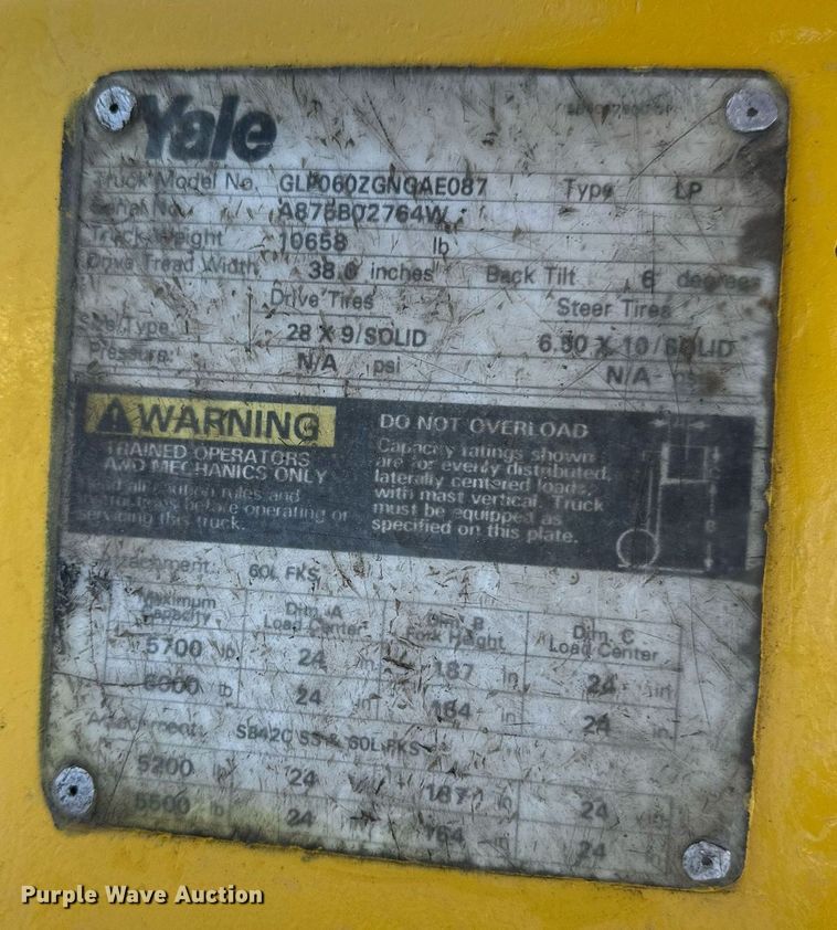 image for item DR5190 Yale GLP060ZGNGAE087  forklift