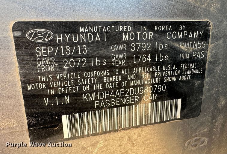 image for item KX9184 2013 Hyundai Elantra