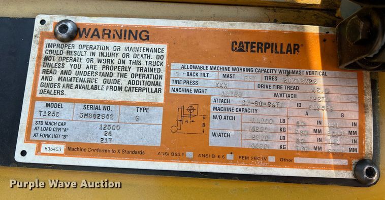 image for item LI9606 Caterpillar T125D  forklift