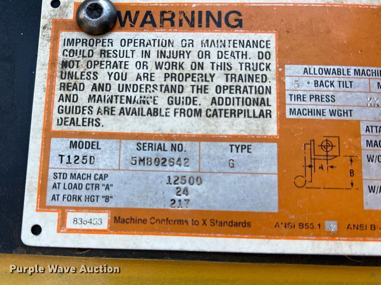 image for item LI9606 Caterpillar T125D  forklift