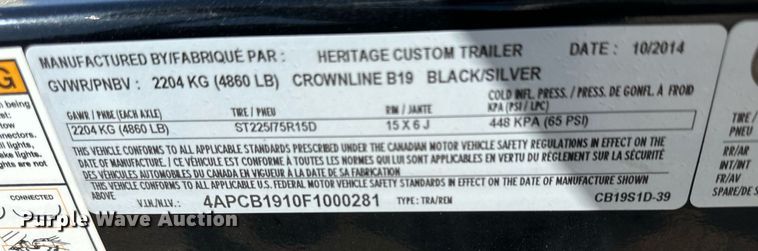 image for item LN9396 2015 Crownline B19  boat