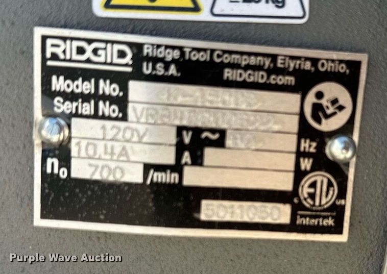 image for item LP9866 Ridgid K1500  drain cleaning machine