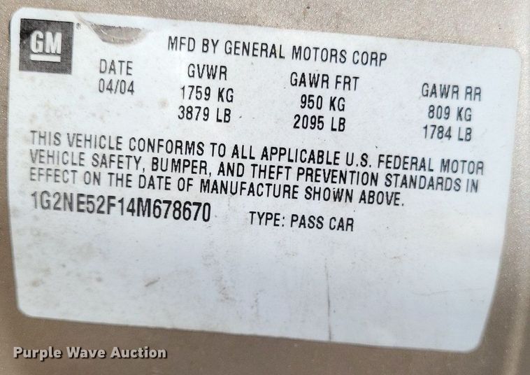 image for item LR9219 2004 Pontiac Grand AM