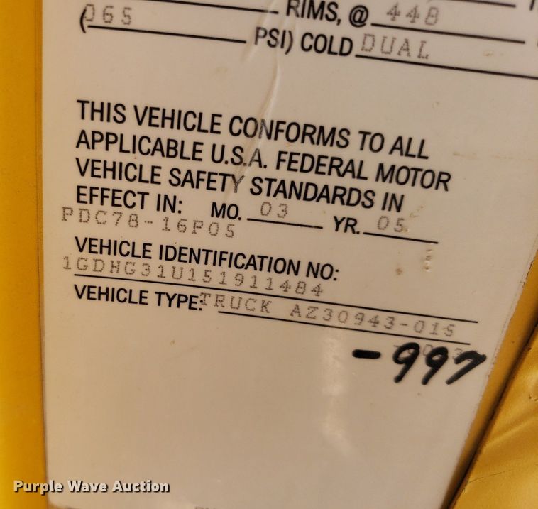 image for item LT9688 2005 GMC Savana G3500  box truck