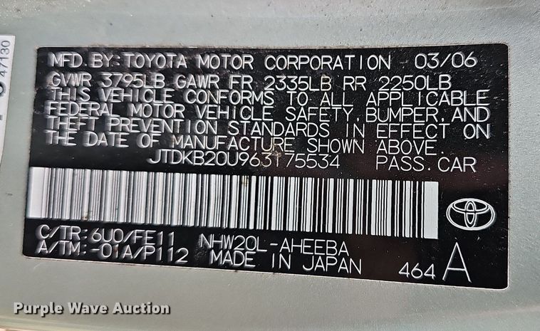 image for item MB9927 2006 Toyota Prius