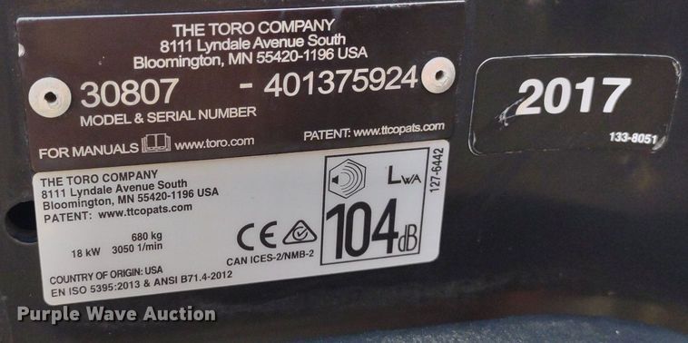 image for item MD9539 Toro Groundsmaster 3500D  lawn mower