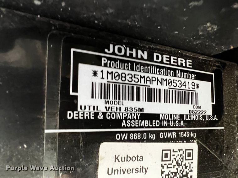 image for item MF9886 2022 John Deere Gator  utility vehicle