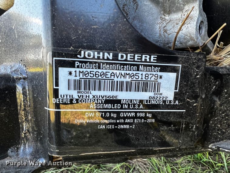 image for item MF9887 2022 John Deere XUV560E  utility vehicle