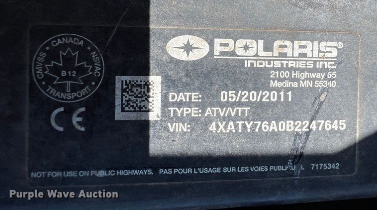 image for item MF9903 2011 Polaris Ranger 800  utility vehicle