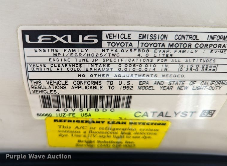 image for item MN9894 1992 Lexus SC400