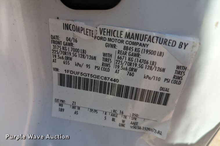 image for item MN9895 2016 Ford F550  sewer jetter truck