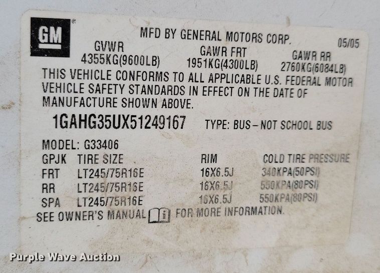 image for item MO9653 2005 Chevrolet Express 3500  van