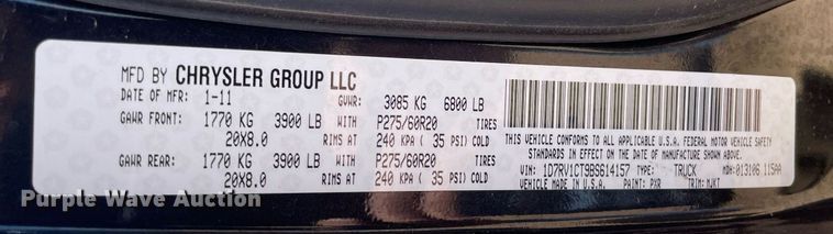 image for item MS9570 2011 Dodge Ram 1500  Crew Cab pickup truck