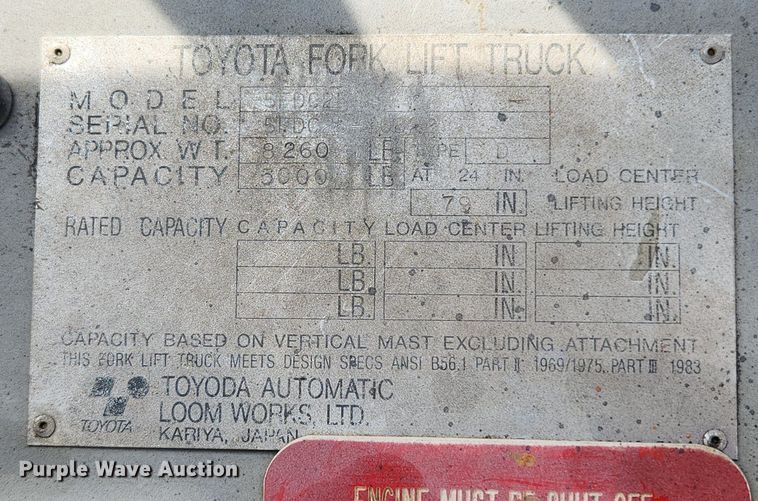 image for item MW9623 Toyota 5FDC25  forklift