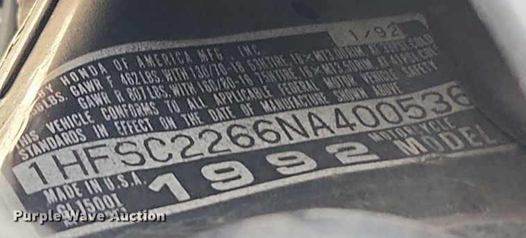 image for item MW9652 1992 Honda Goldwing GL1500  motorcycle