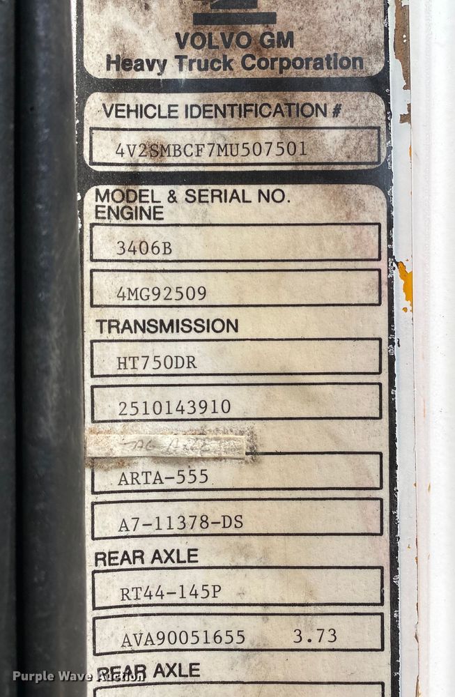 image for item DL7143 1991 White GMC Autocar  bridge inspection truck