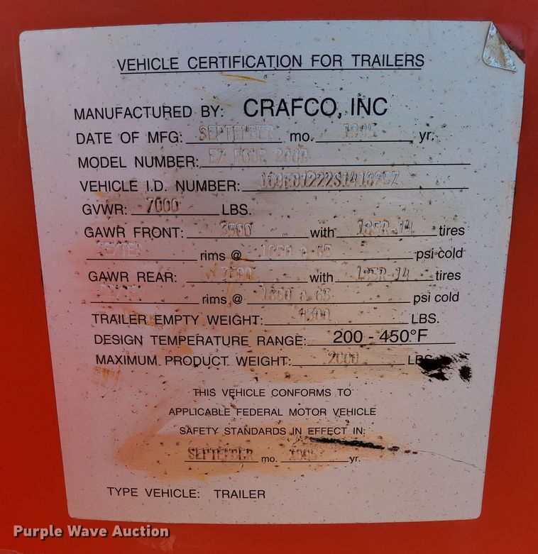 image for item DQ1651 1995 Crafco EZ Pour 200D  melter applicator