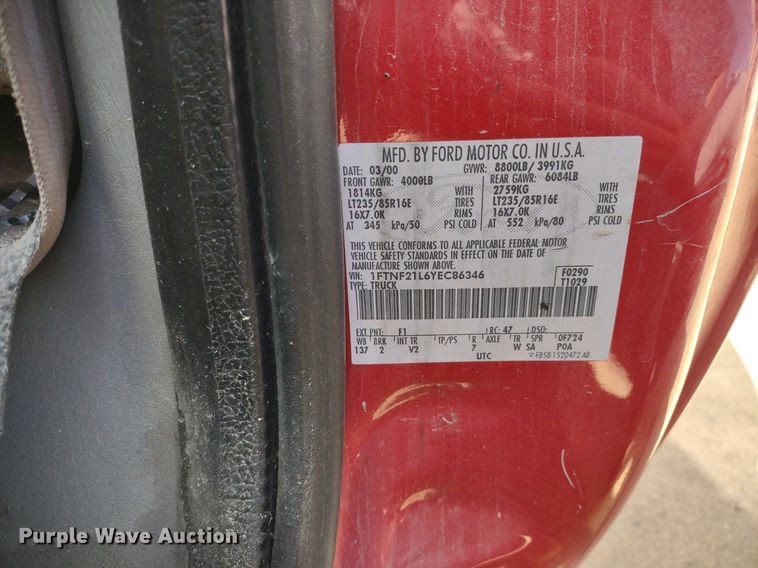 image for item DQ1653 2000 Ford F250 Super Duty XL  cab