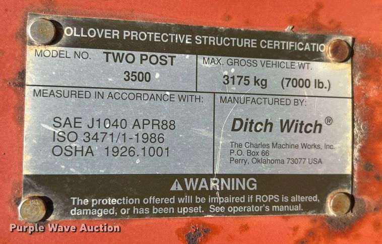 image for item DR4560 1996 Ditch Witch 3500  trencher