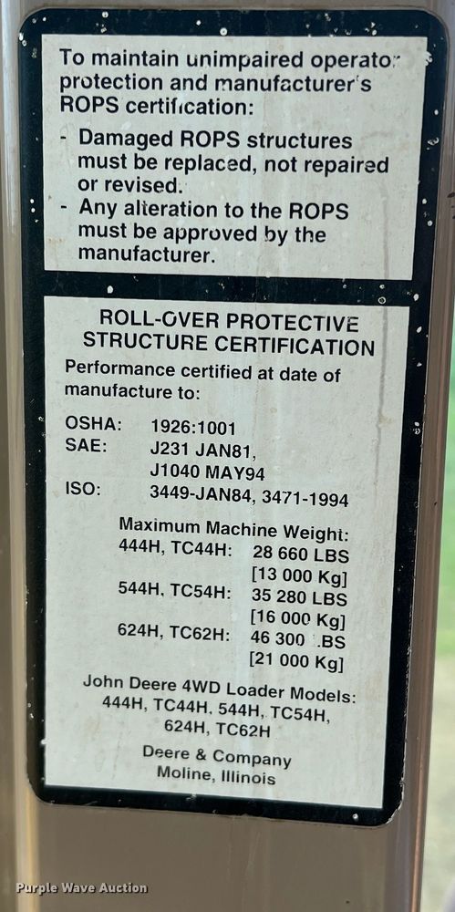 image for item DR5571 2001 John Deere 444H  high lift wheel loader