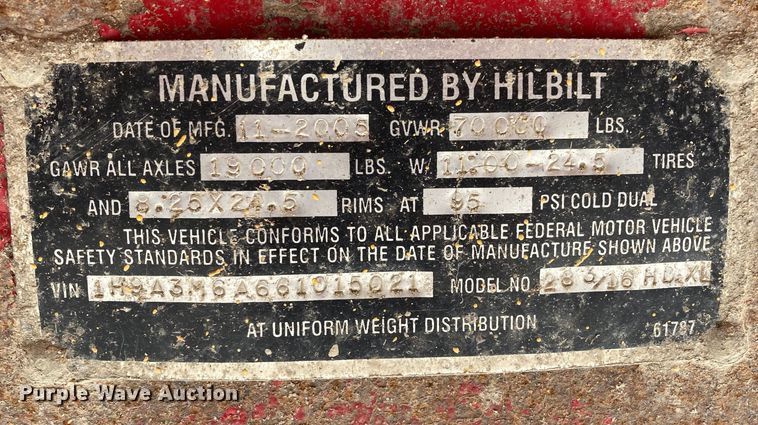 image for item HN9841 2006 Hilbilt 283/16 HD XL  end dump trailer