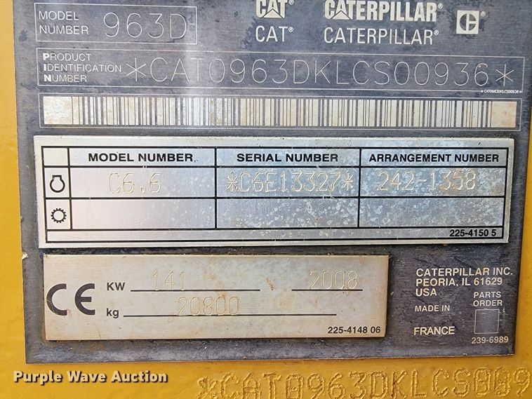 image for item JL9327 2008 Caterpillar 963D  track loader