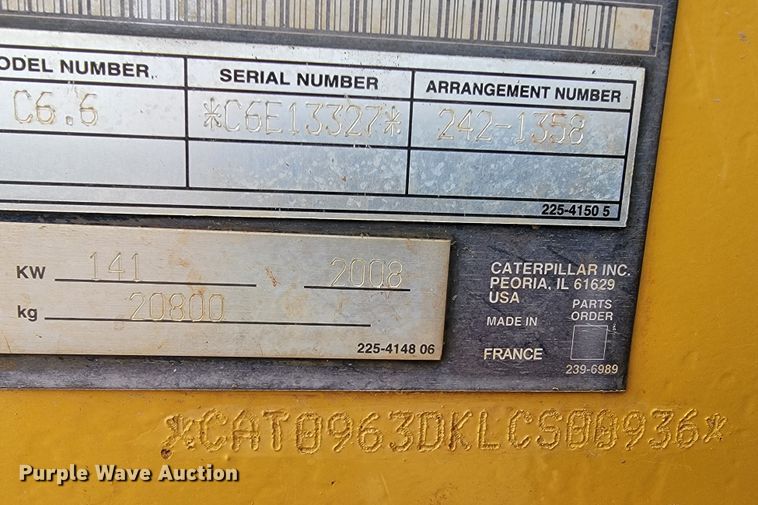 image for item JL9327 2008 Caterpillar 963D  track loader