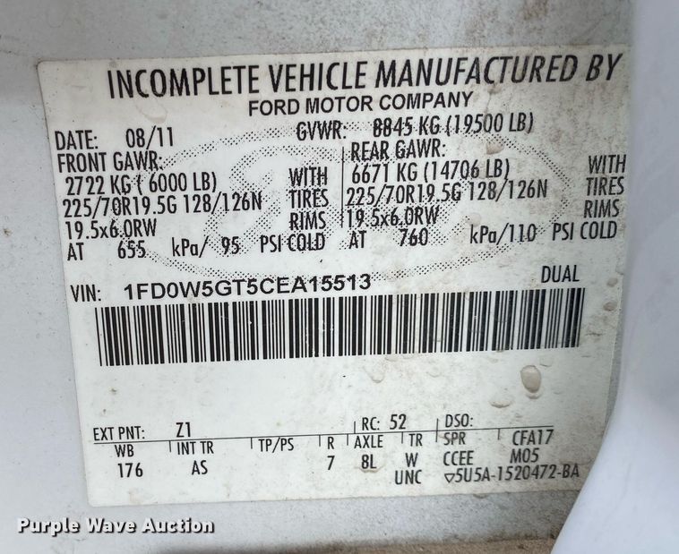 image for item KB9510 2012 Ford F550  utility / service truck