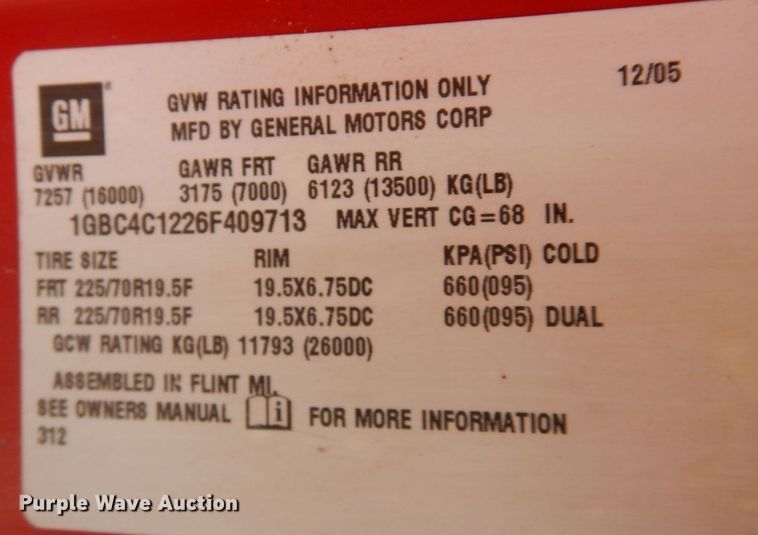 image for item KU9866 2006 Chevrolet C4500  utility / service truck