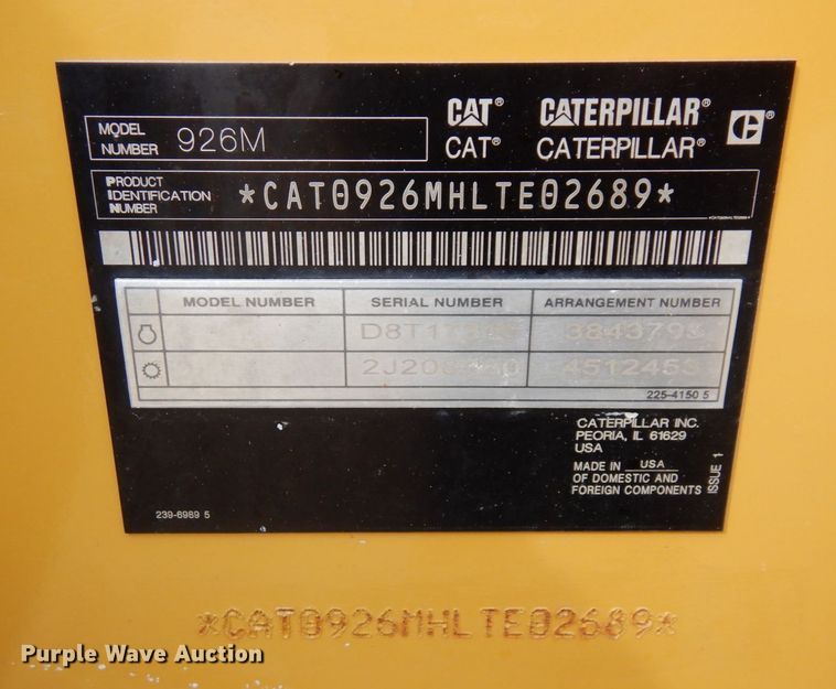 image for item KU9871 2016 Caterpillar 926M  wheel loader