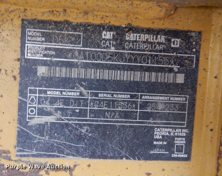 image for item KU9873 2011 Caterpillar D5K LGP  dozer