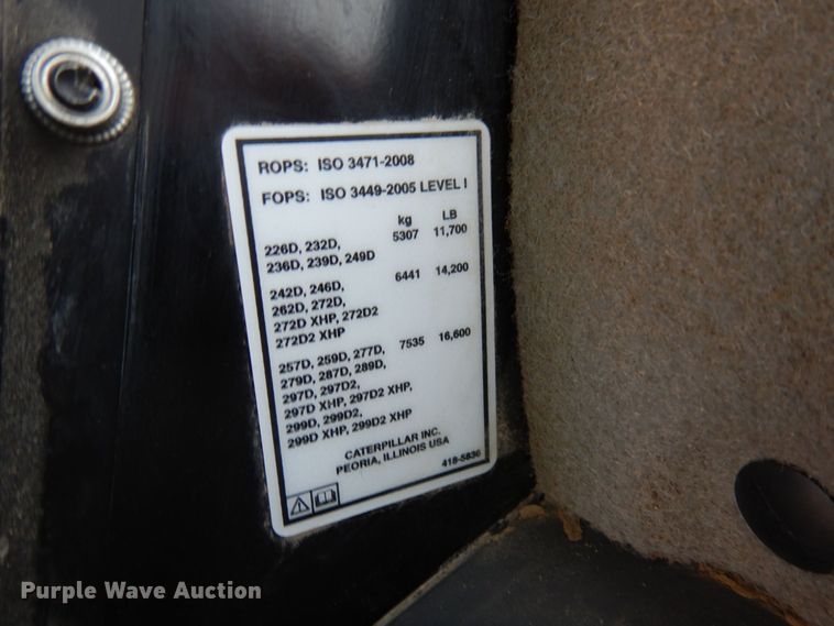 image for item KU9874 2016 Caterpillar 279D  tracked skid steer loader