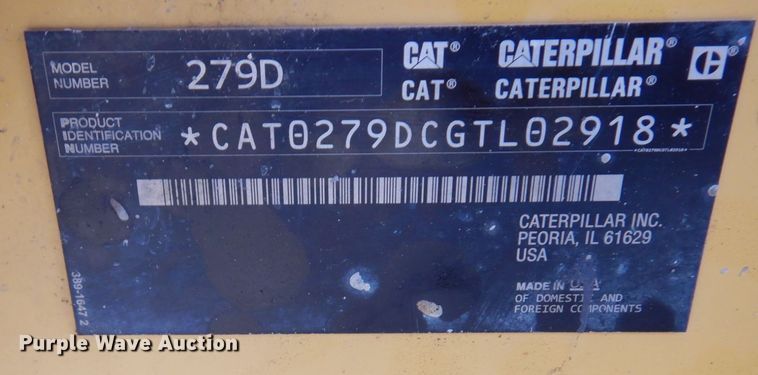 image for item KU9874 2016 Caterpillar 279D  tracked skid steer loader
