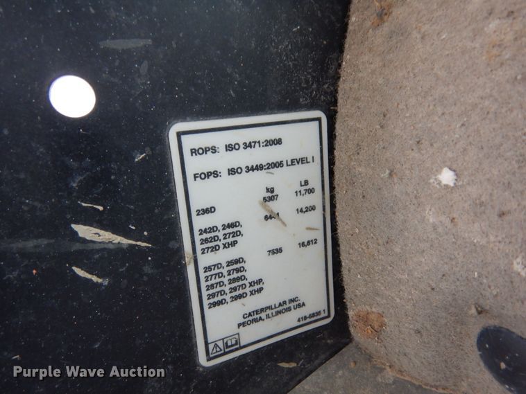 image for item KU9875 2015 Caterpillar 289D  tracked skid steer loader